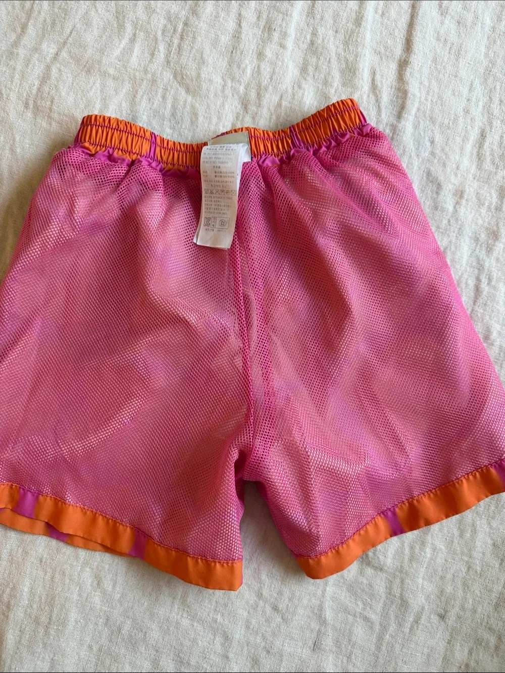 JellyMallow Toddler Boys Orange & Pink Floral Swim Trunks with Elastic Waist 3T
